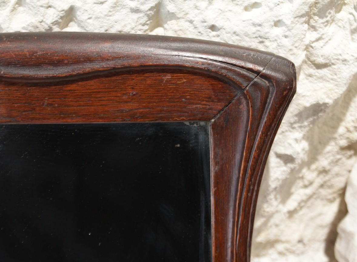 Miroir en chêne massif Art Nouveau vers 1900-photo-3