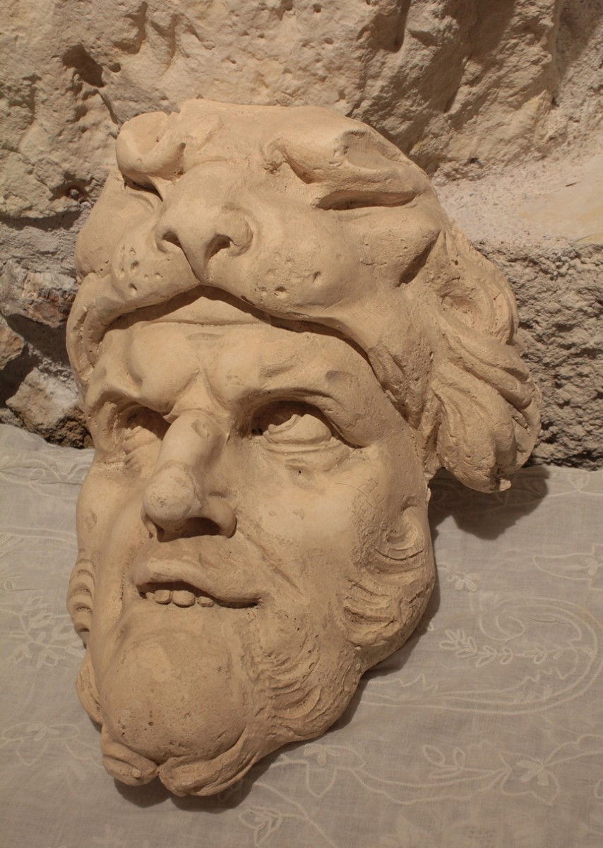 Grande sculpture en plâtre tête d'homme, dans le goût de l'Antique, 20ème siècle-photo-4
