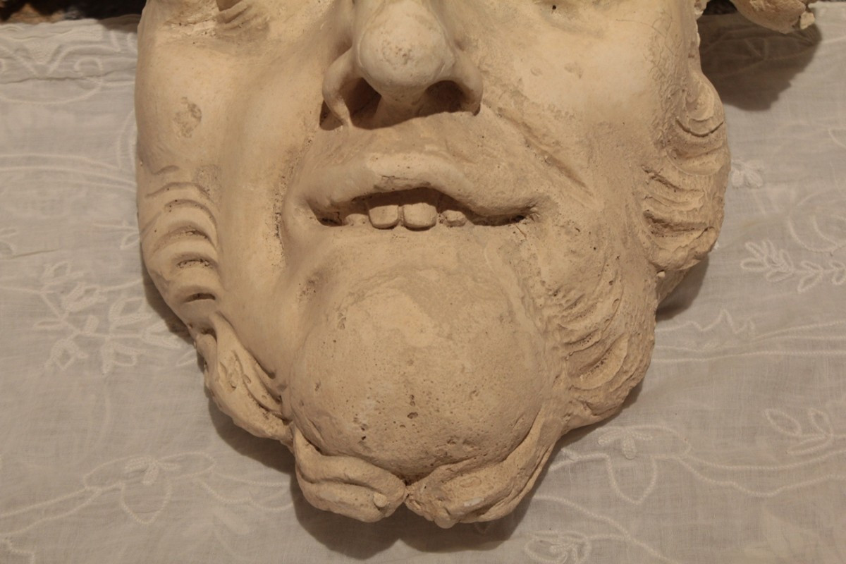 Grande sculpture en plâtre tête d'homme, dans le goût de l'Antique, 20ème siècle-photo-5