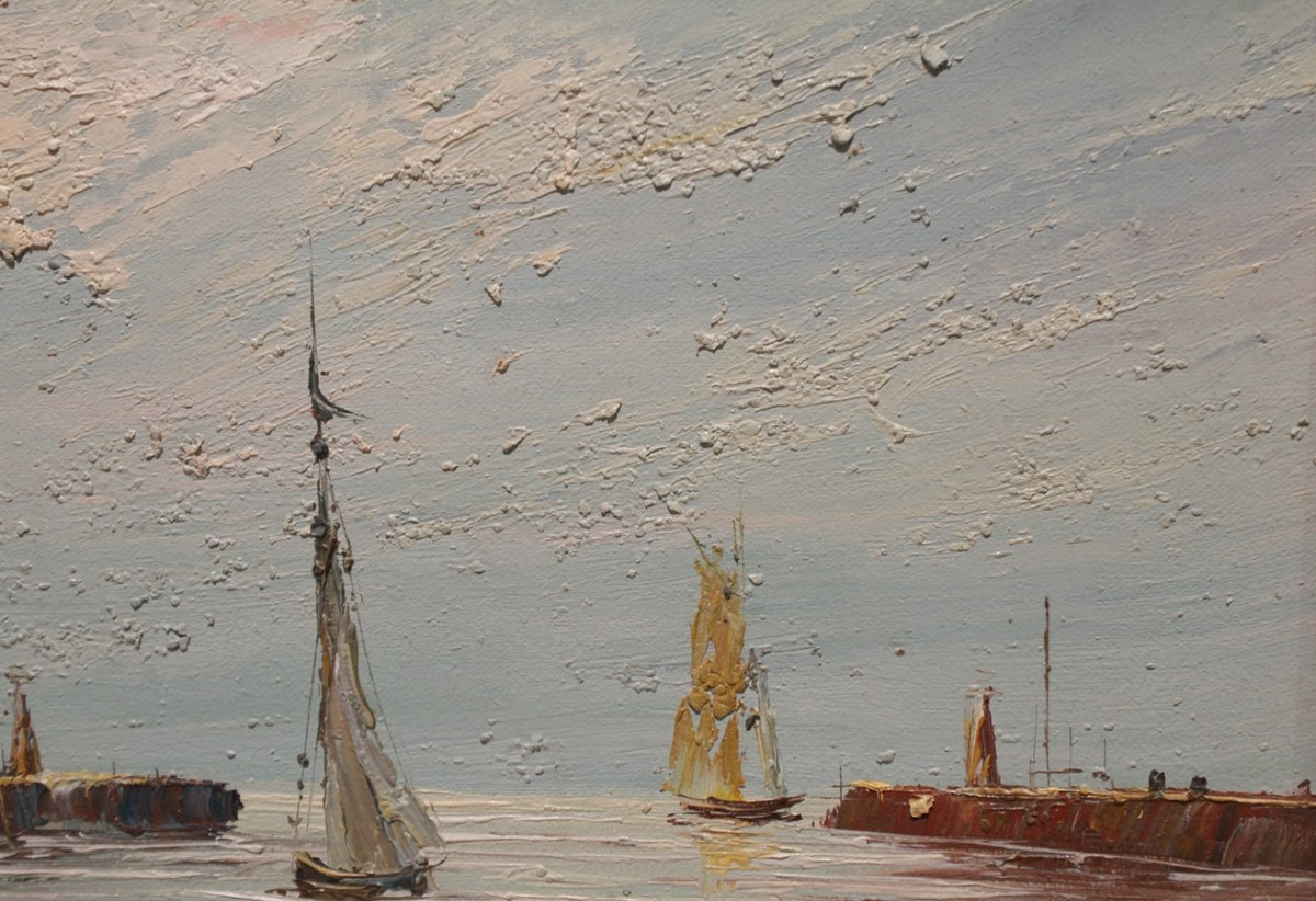 Oil On Canvas Marine Signed Edward Barton (1936-2012)-photo-3