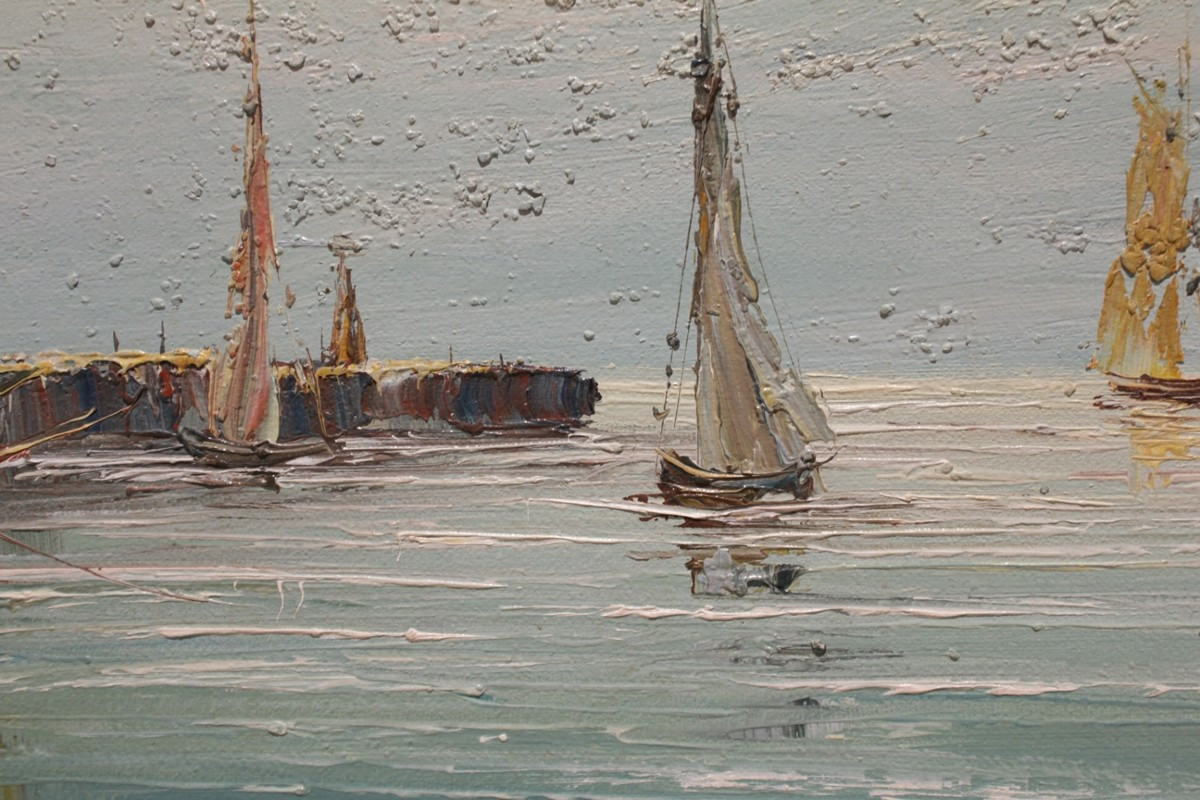 Oil On Canvas Marine Signed Edward Barton (1936-2012)-photo-3