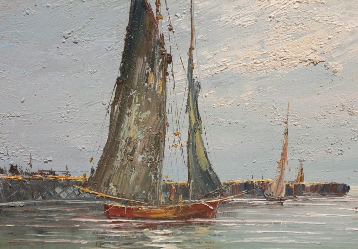 Oil On Canvas Marine Signed Edward Barton (1936-2012)-photo-4