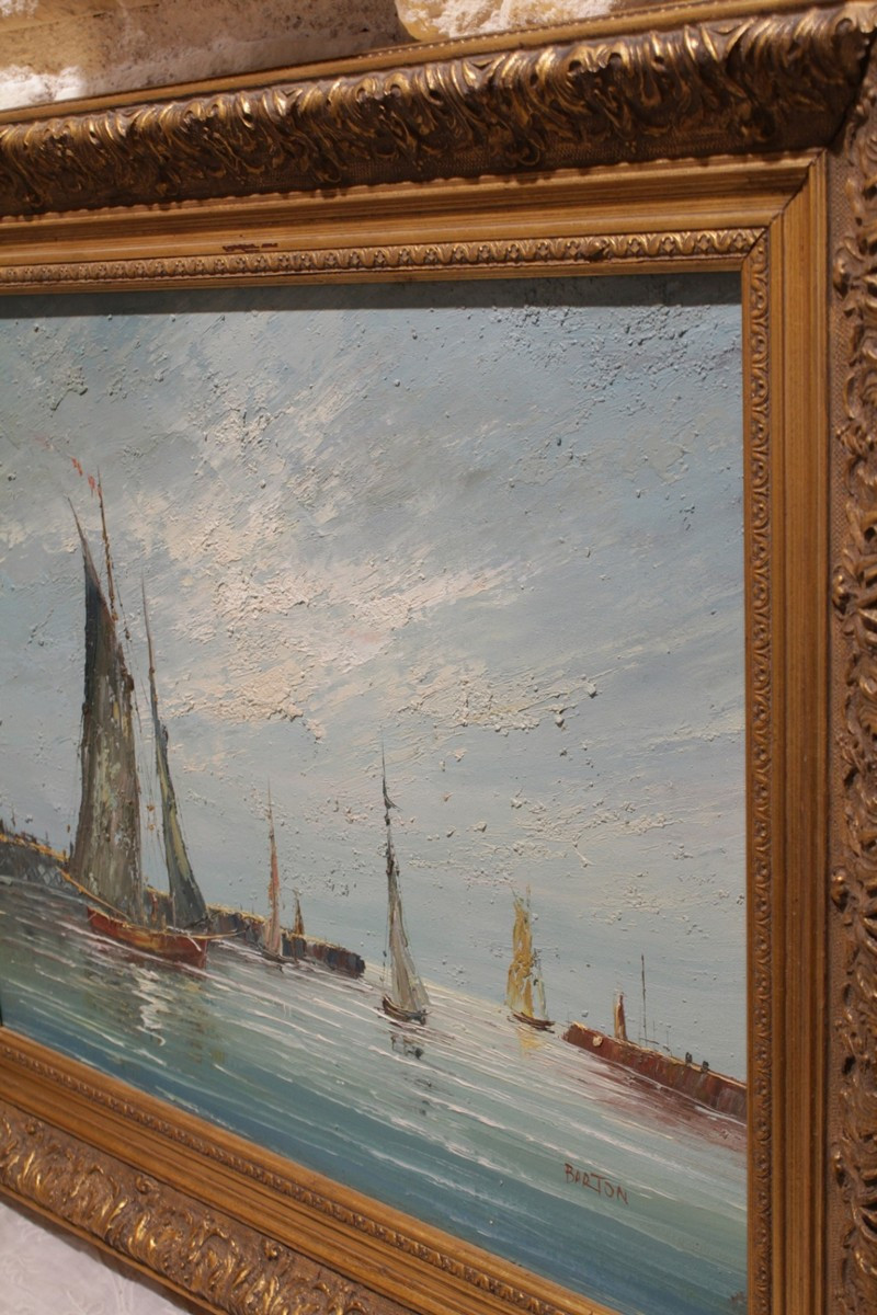 Oil On Canvas Marine Signed Edward Barton (1936-2012)-photo-6
