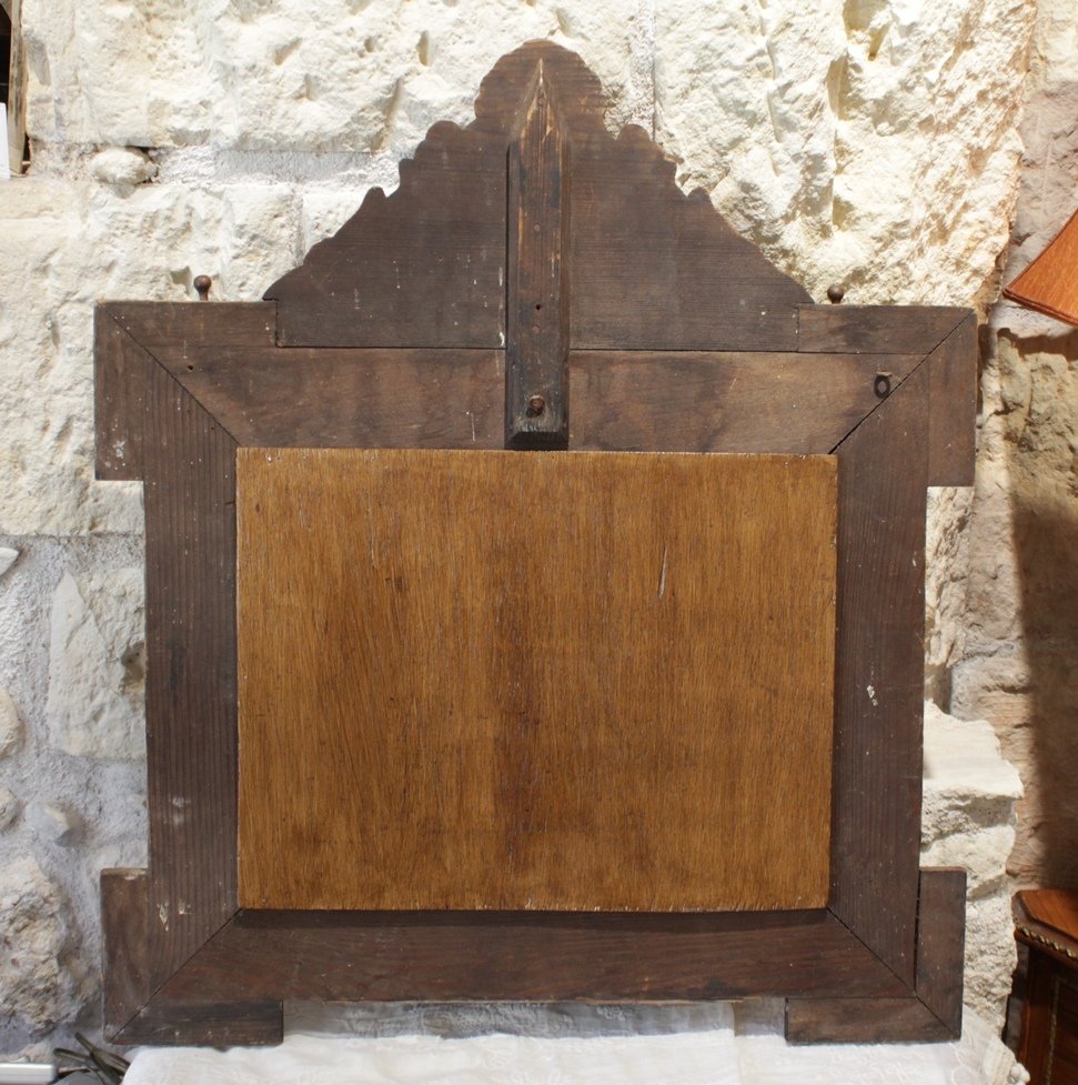 Miroir porte-manteaux en laiton repoussé décor de nymphes et rocailles fin 19ème siècle-photo-8