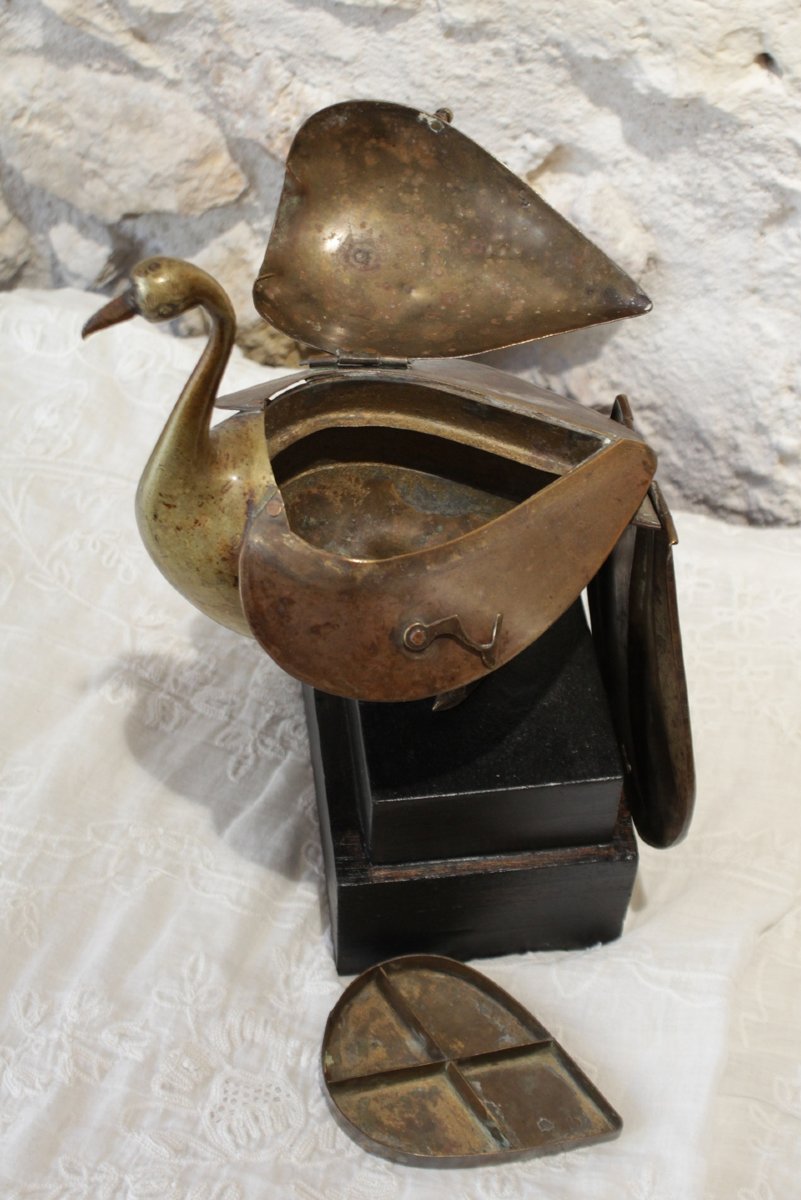 Brass Bird Sculpture Shaped Like A Box, Circa 1970-photo-1