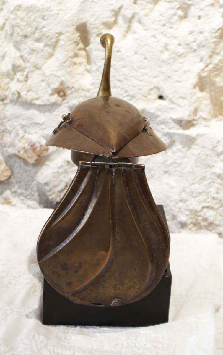 Brass Bird Sculpture Shaped Like A Box, Circa 1970-photo-3
