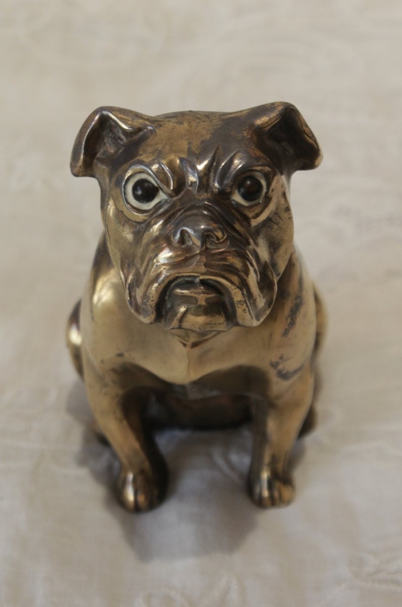 Sculpture chien Bulldog signée 'Franjou' pour Hippolyte Moreau (1832-1926)-photo-2
