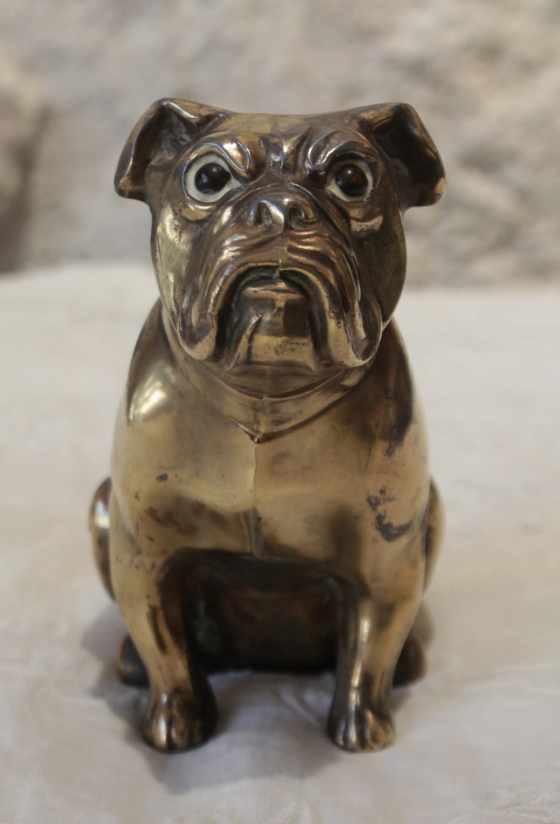 Sculpture chien Bulldog signée 'Franjou' pour Hippolyte Moreau (1832-1926)-photo-3