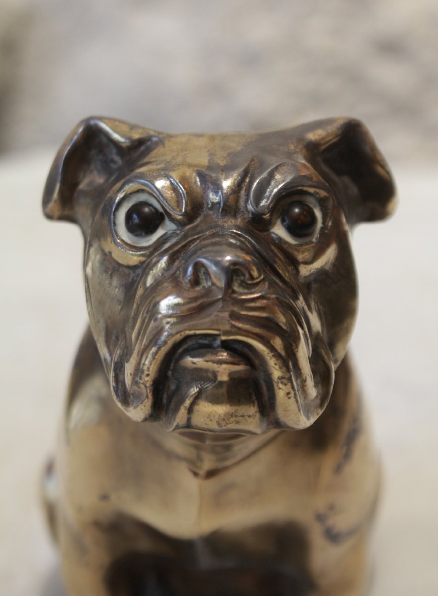 Sculpture chien Bulldog signée 'Franjou' pour Hippolyte Moreau (1832-1926)-photo-4