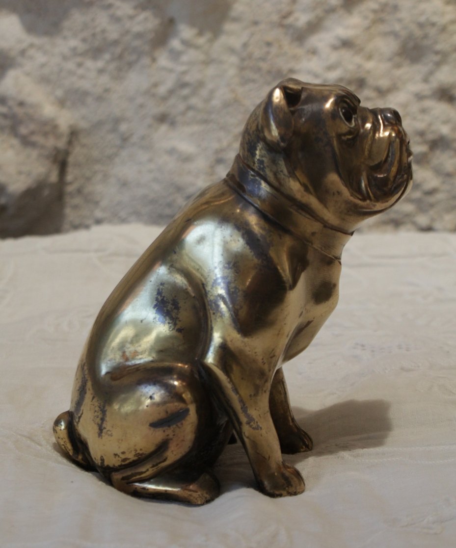 Sculpture chien Bulldog signée 'Franjou' pour Hippolyte Moreau (1832-1926)-photo-1