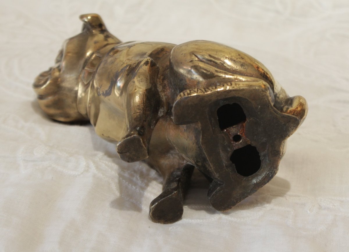 Sculpture chien Bulldog signée 'Franjou' pour Hippolyte Moreau (1832-1926)-photo-5
