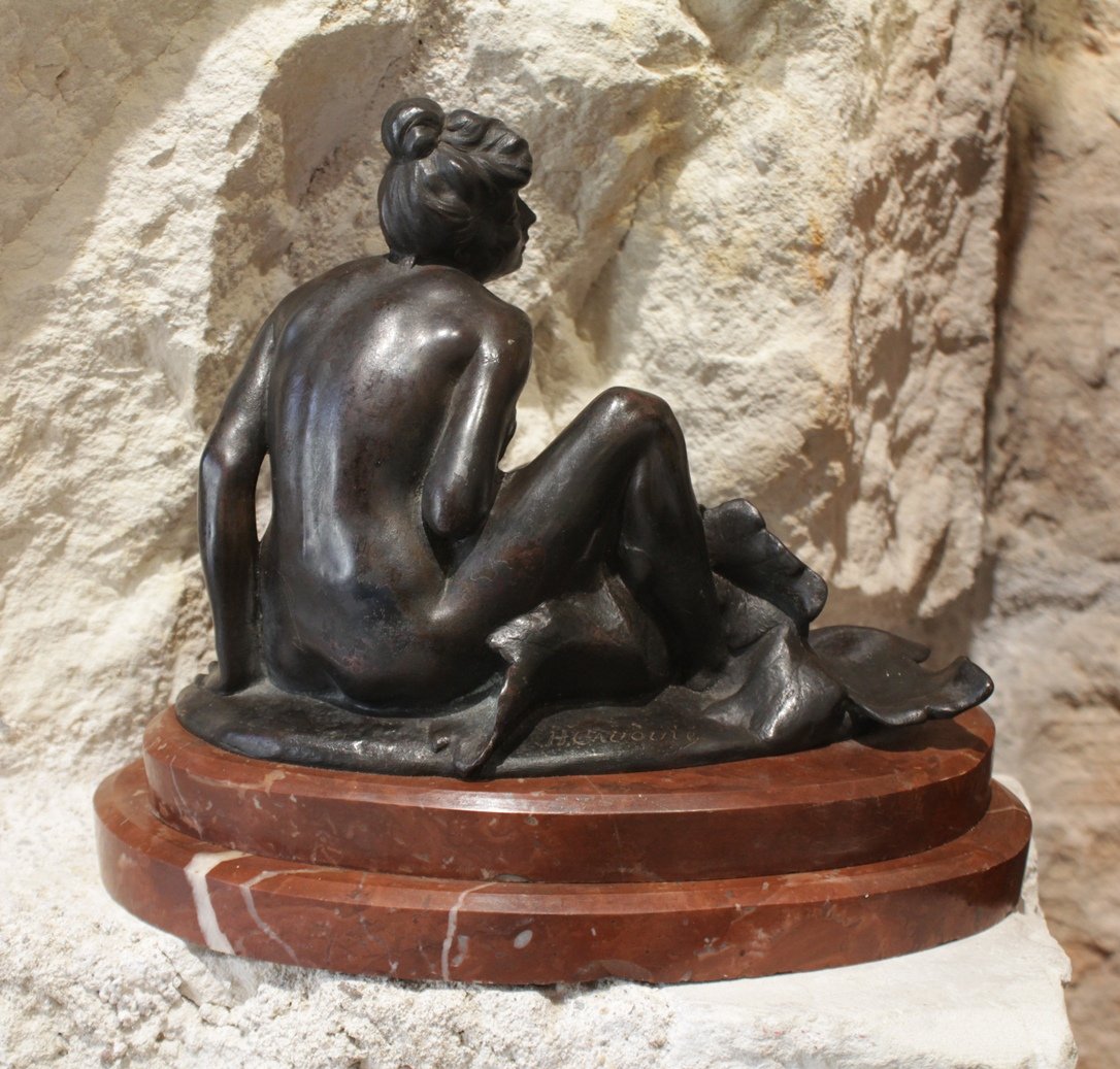 Bronze Sculpture Titled "nymph" Or "allegory Of Nature," Signed By Henri Désiré Gauquié (1858–1927)-photo-4