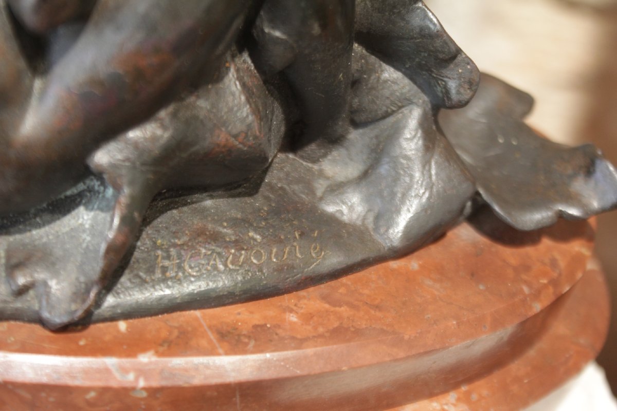 Bronze Sculpture Titled "nymph" Or "allegory Of Nature," Signed By Henri Désiré Gauquié (1858–1927)-photo-5