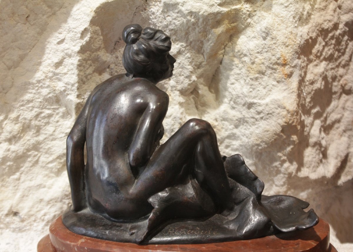 Bronze Sculpture Titled "nymph" Or "allegory Of Nature," Signed By Henri Désiré Gauquié (1858–1927)-photo-6