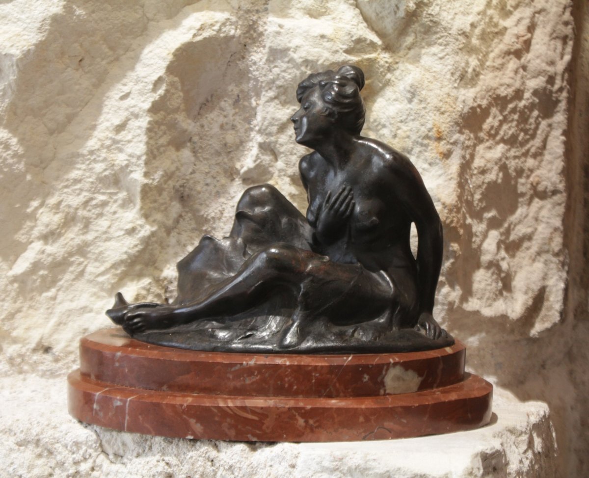 Bronze Sculpture Titled "nymph" Or "allegory Of Nature," Signed By Henri Désiré Gauquié (1858–1927)-photo-8