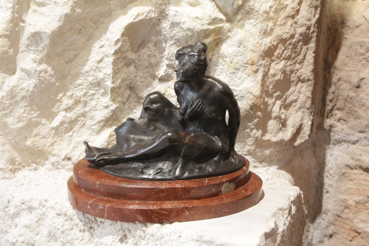 Bronze Sculpture Titled "nymph" Or "allegory Of Nature," Signed By Henri Désiré Gauquié (1858–1927)