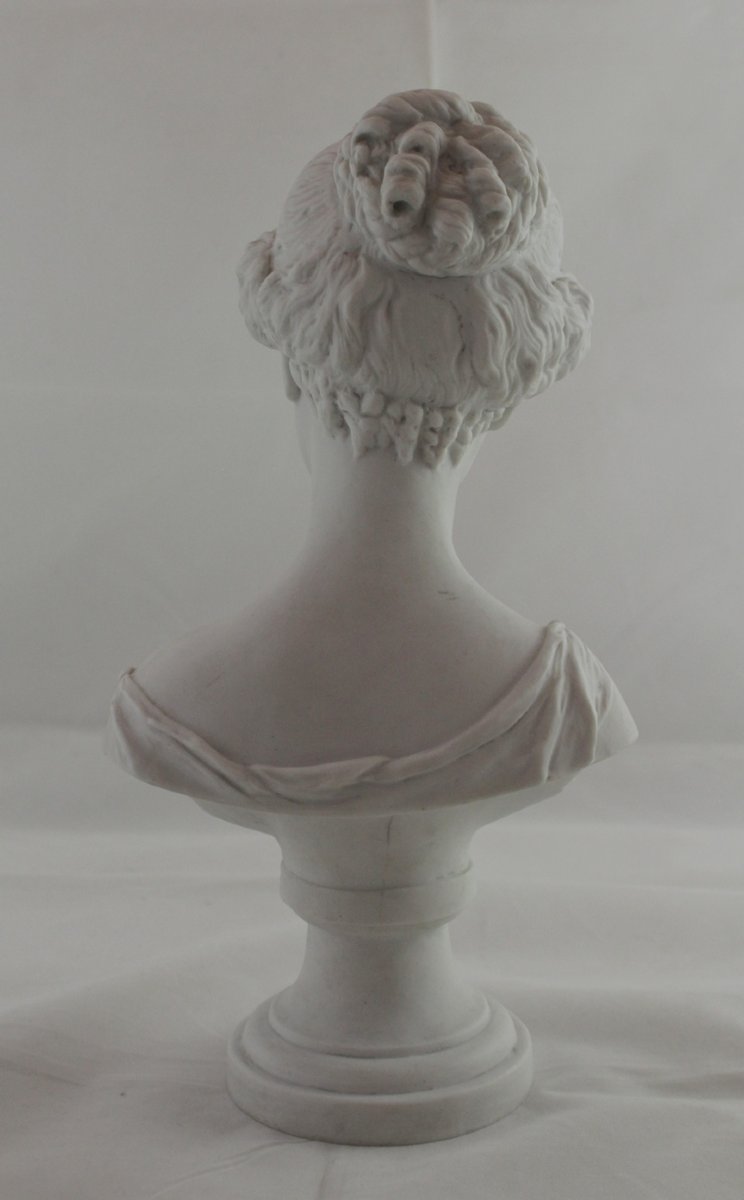 Sculpture en biscuit de porcelaine buste de jeune fille fin 19ème, début 20ème siècle-photo-2