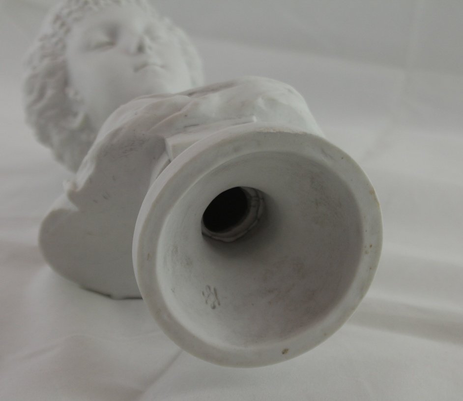 Sculpture en biscuit de porcelaine buste de jeune fille fin 19ème, début 20ème siècle-photo-7
