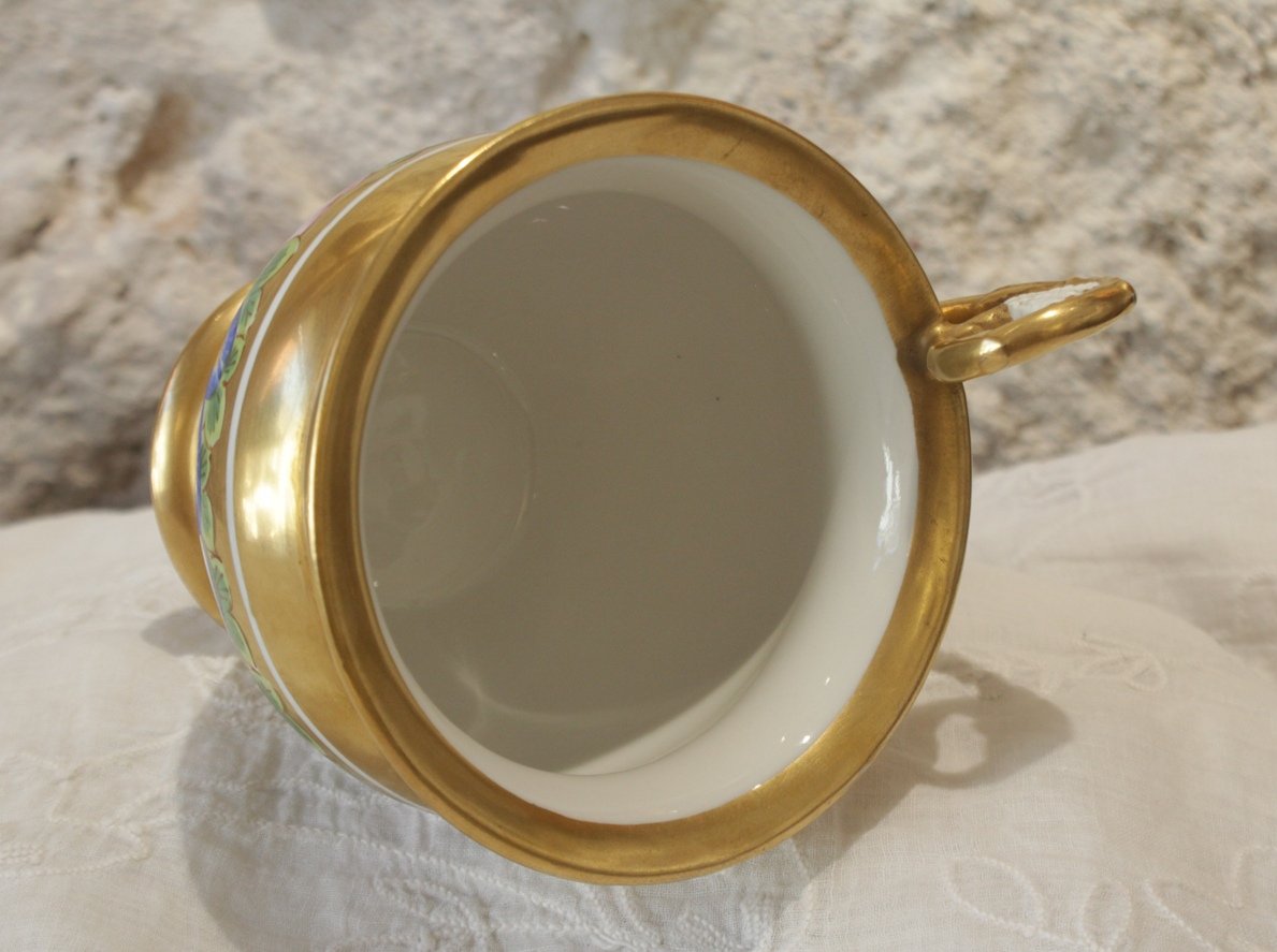 Dinner Set, Cup And Saucer, Porcelain With Polychrome Floral Decoration, Circa 1815-1830-photo-3