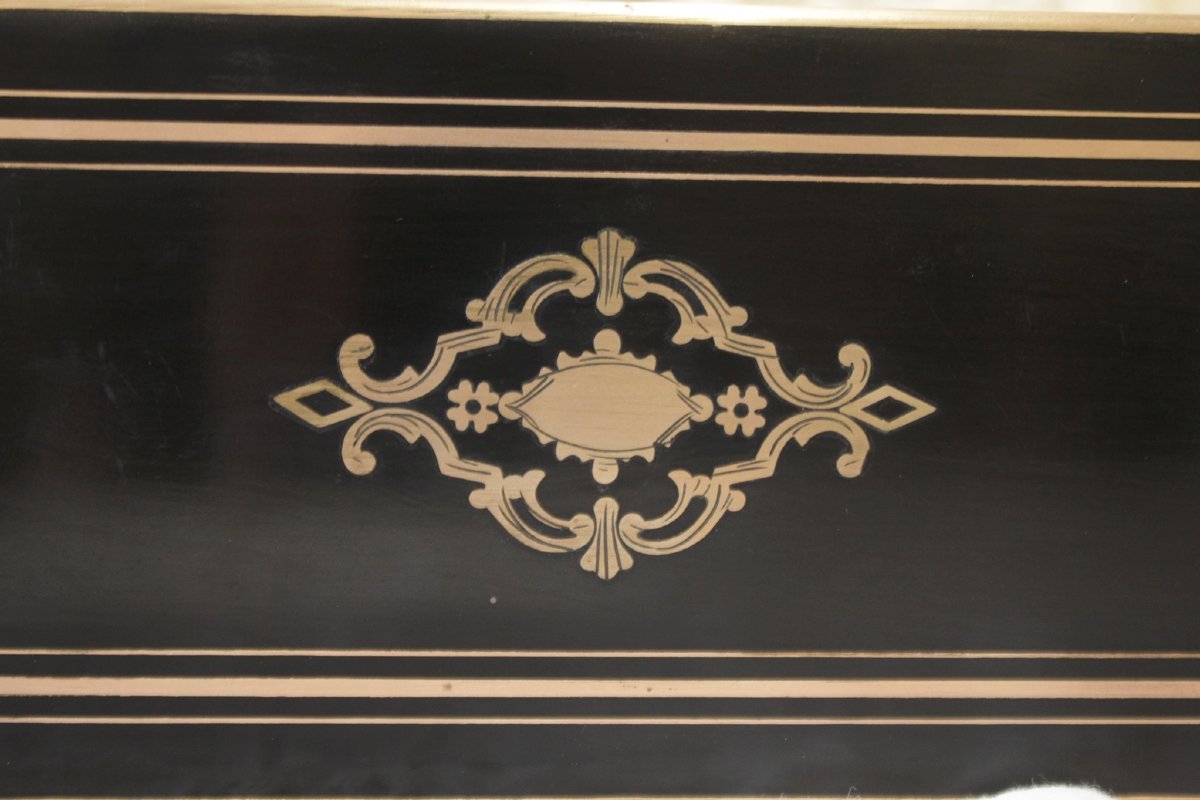 Boîte à gant en bois noirci et laiton, fin 19ème, Napoléon III-photo-3