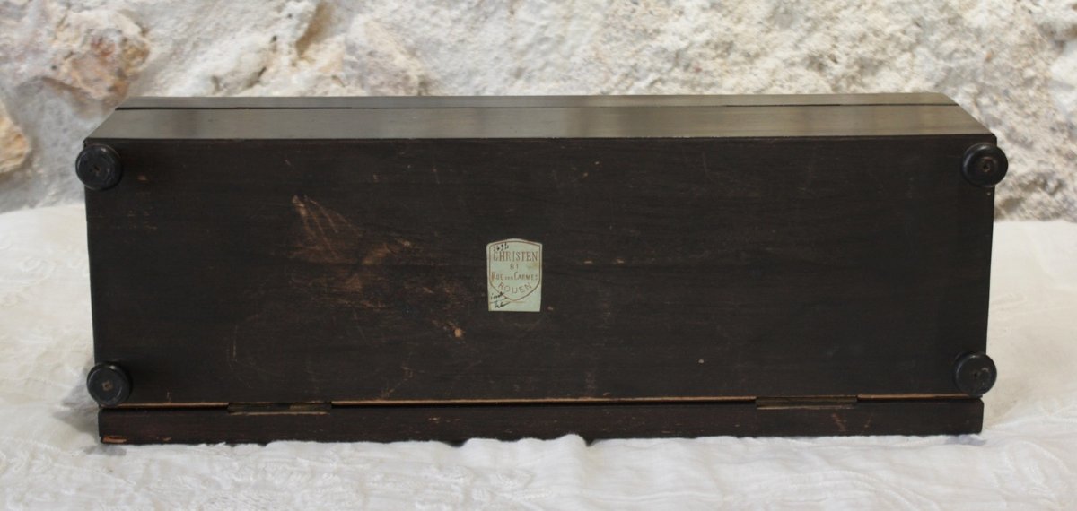 Boîte à gant en bois noirci et laiton, fin 19ème, Napoléon III-photo-6