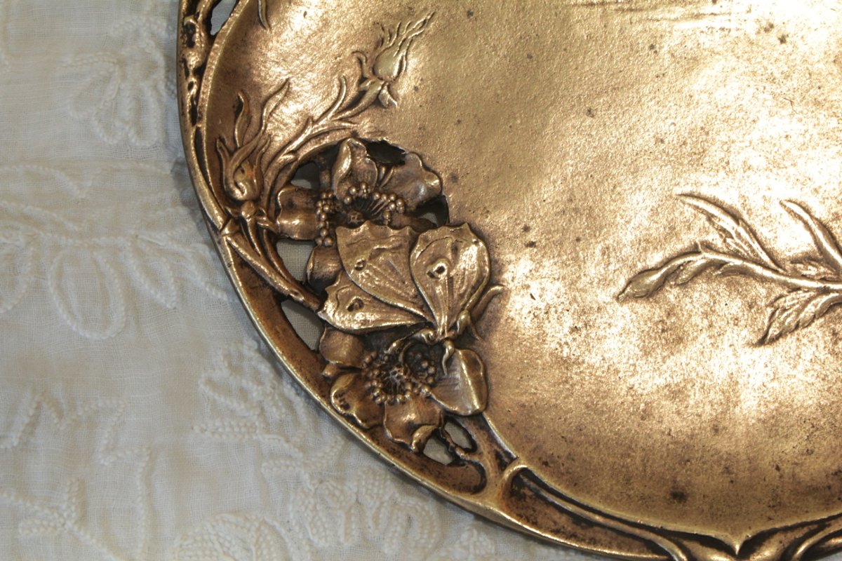 Vide-poche en bronze doré aux libellules signé Louis-Théophile Hingre (1832-1911), Art Nouveau-photo-1