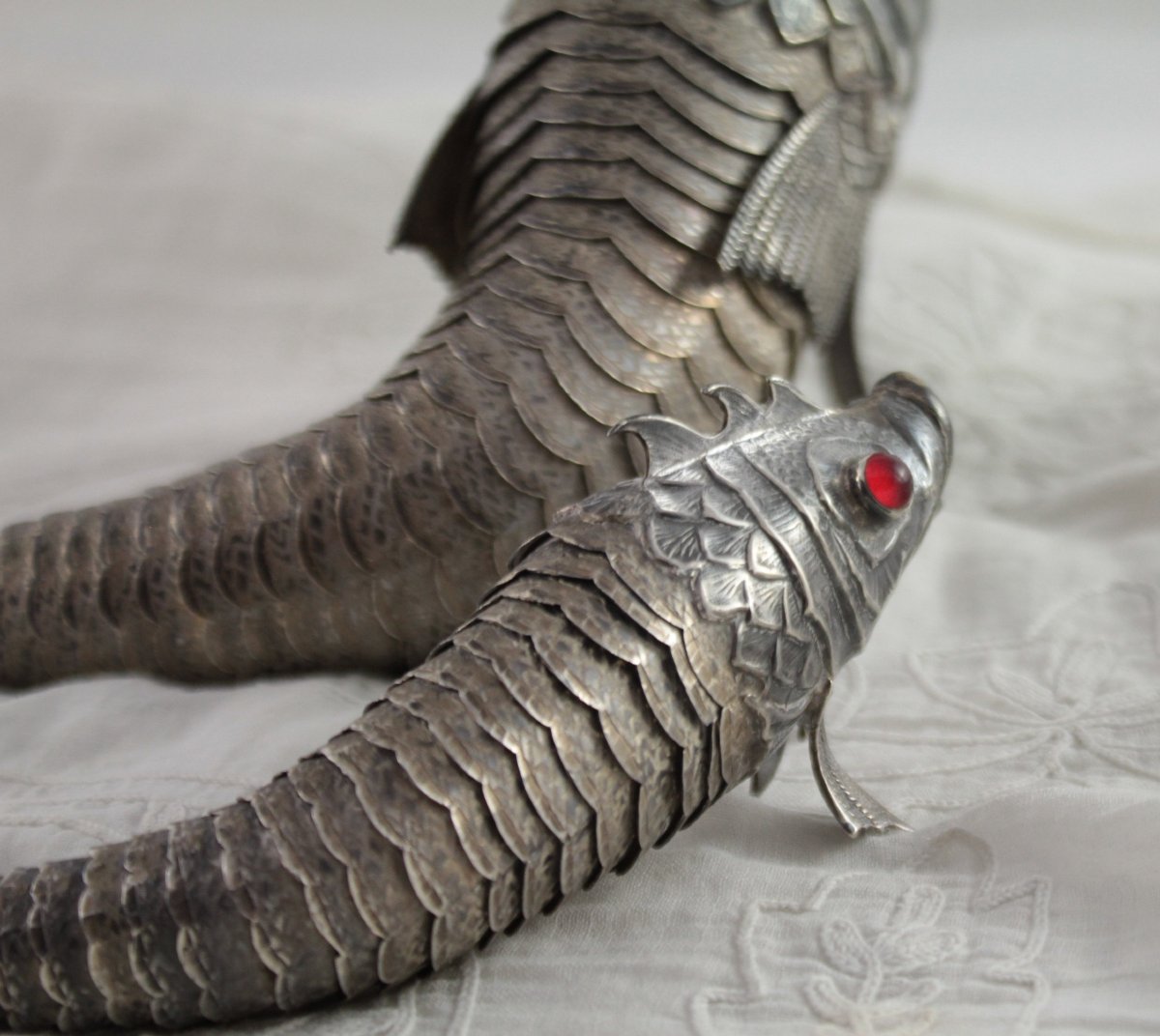 Two Vintage Solid Silver Fish, Spanish Craftsmanship, 20th Century-photo-3