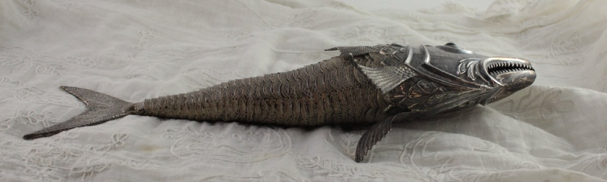 Two Vintage Solid Silver Fish, Spanish Craftsmanship, 20th Century-photo-5