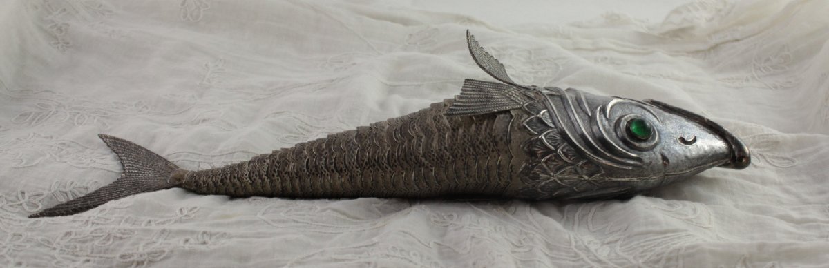 Two Vintage Solid Silver Fish, Spanish Craftsmanship, 20th Century-photo-7