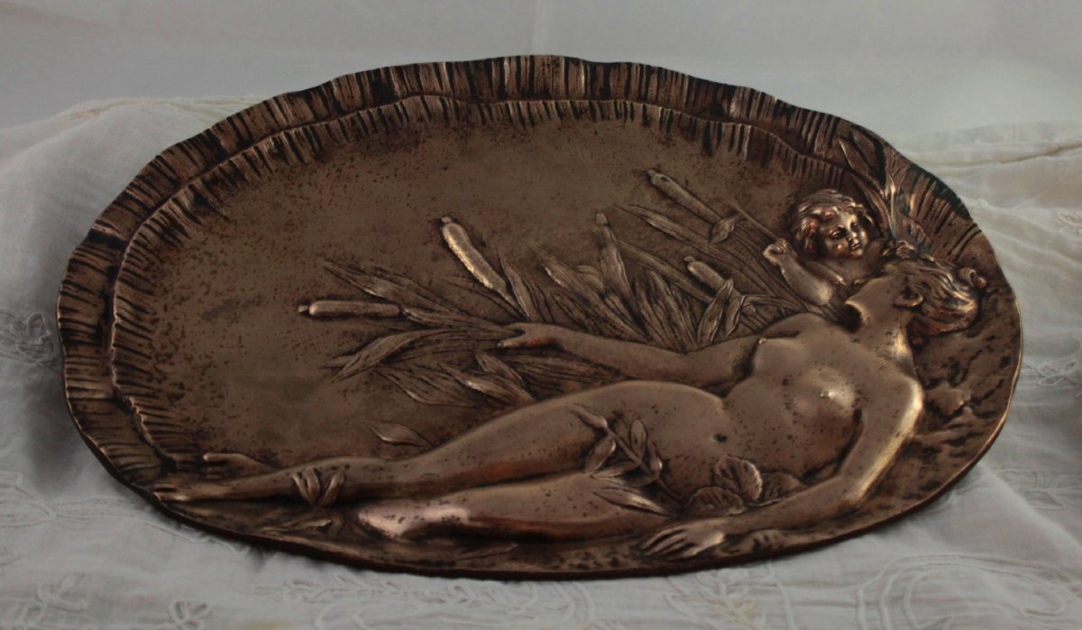 Vide-poche en bronze doré 'Femme au roseau', vers 1900, Art Nouveau-photo-2