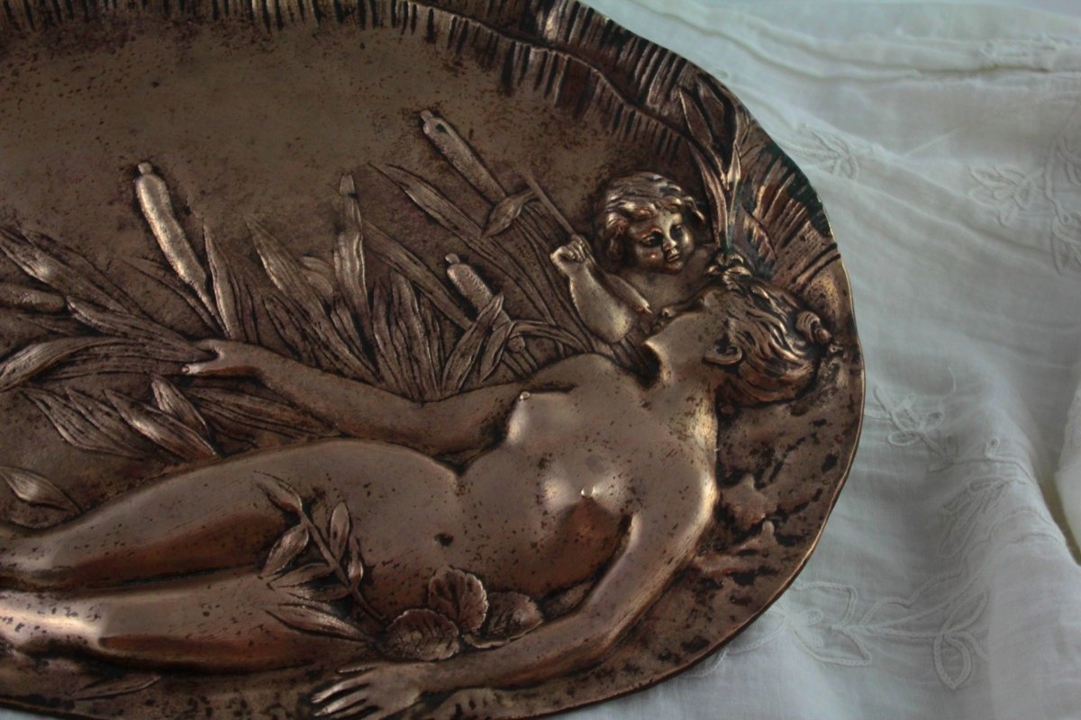 Vide-poche en bronze doré 'Femme au roseau', vers 1900, Art Nouveau-photo-3