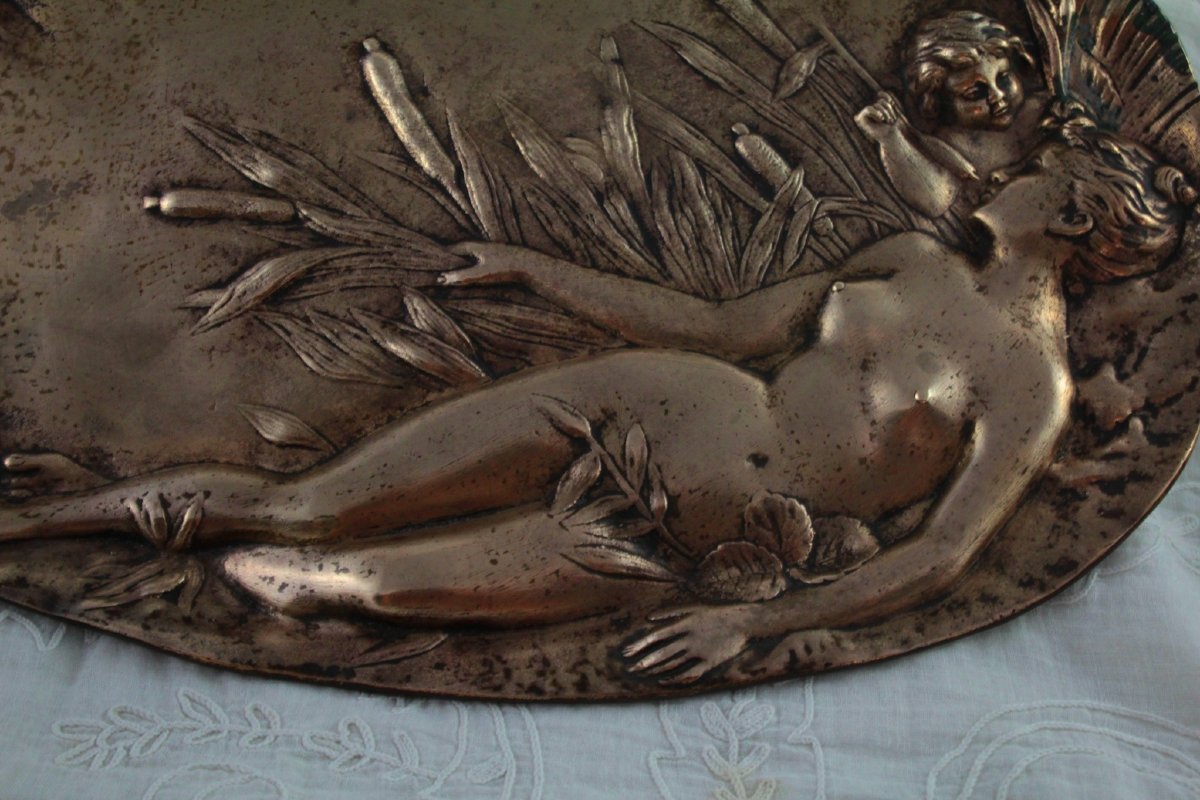 Vide-poche en bronze doré 'Femme au roseau', vers 1900, Art Nouveau-photo-4