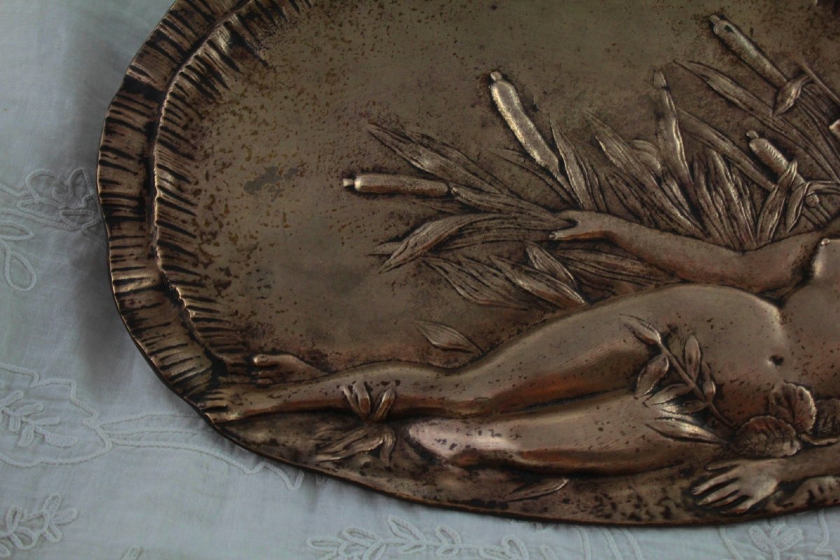 Vide-poche en bronze doré 'Femme au roseau', vers 1900, Art Nouveau-photo-1