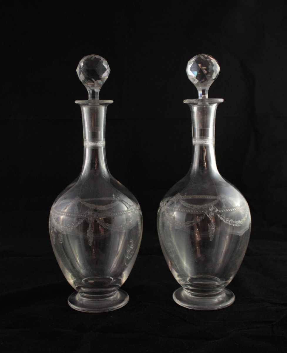 4 carafes en cristal gravé St Louis, fin 19ème, début 20ème siècle-photo-2