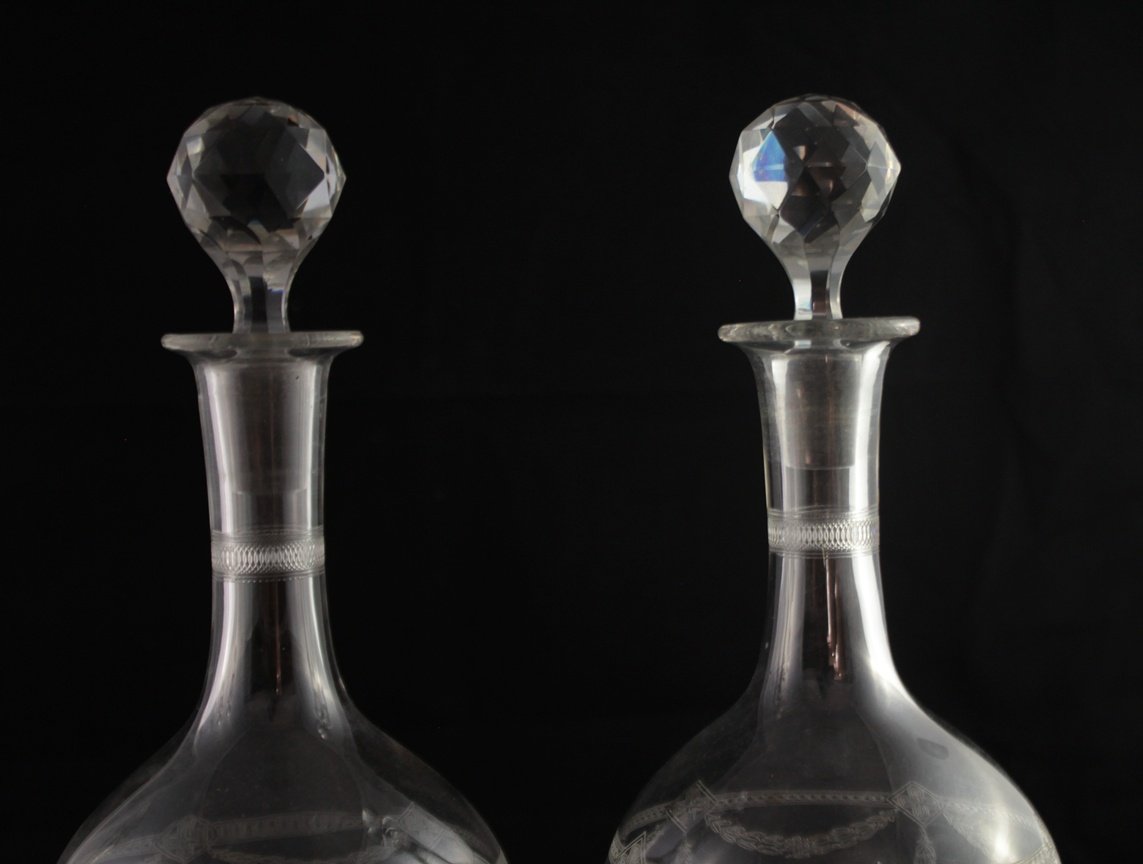 4 carafes en cristal gravé St Louis, fin 19ème, début 20ème siècle-photo-3
