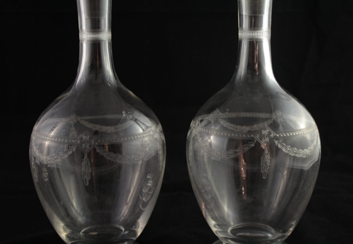 4 carafes en cristal gravé St Louis, fin 19ème, début 20ème siècle-photo-4