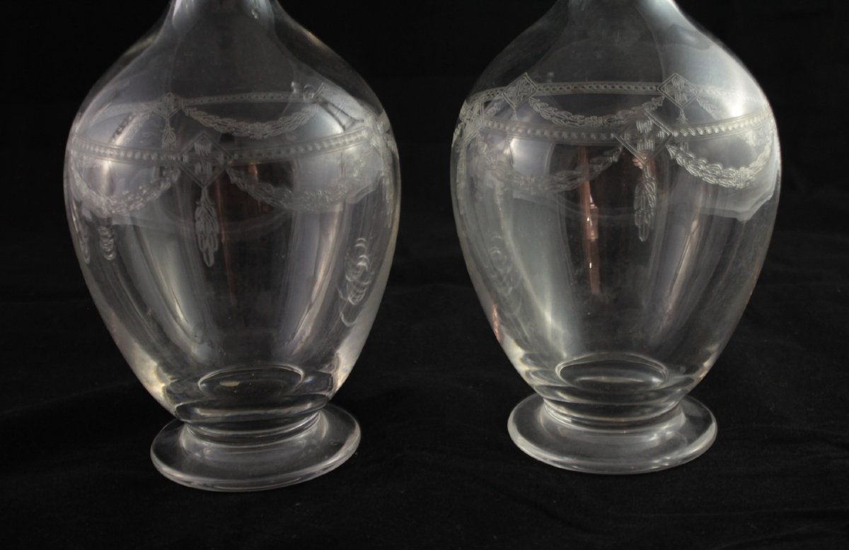 4 carafes en cristal gravé St Louis, fin 19ème, début 20ème siècle-photo-1