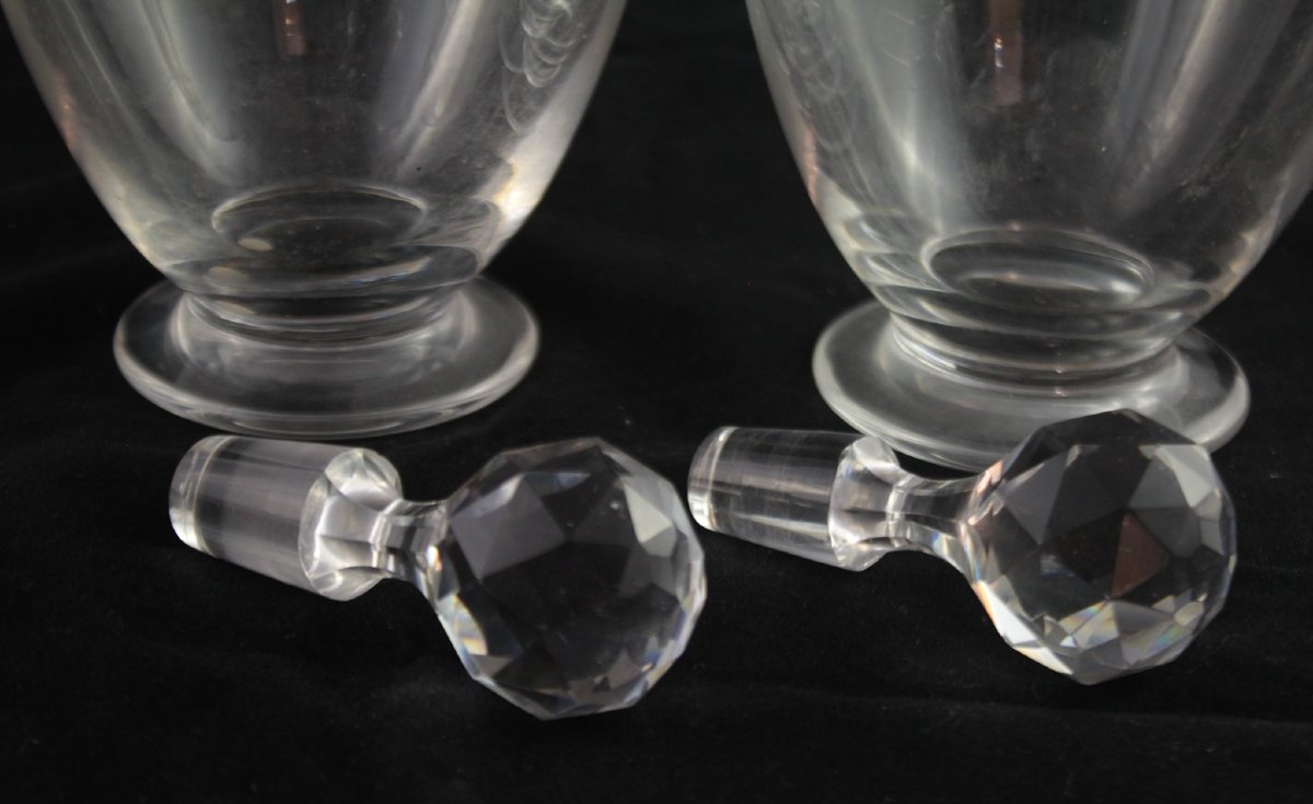 4 carafes en cristal gravé St Louis, fin 19ème, début 20ème siècle-photo-4