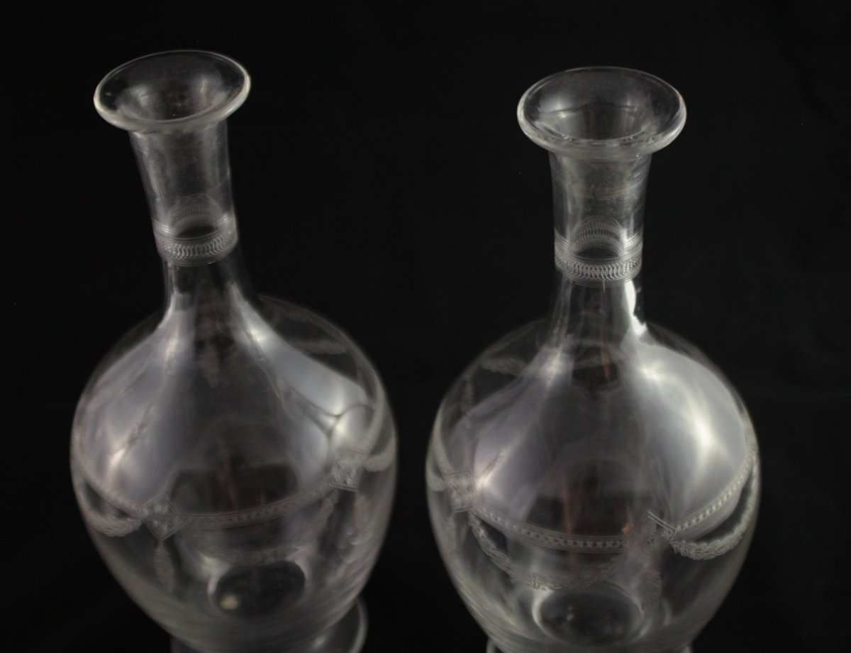4 carafes en cristal gravé St Louis, fin 19ème, début 20ème siècle-photo-5