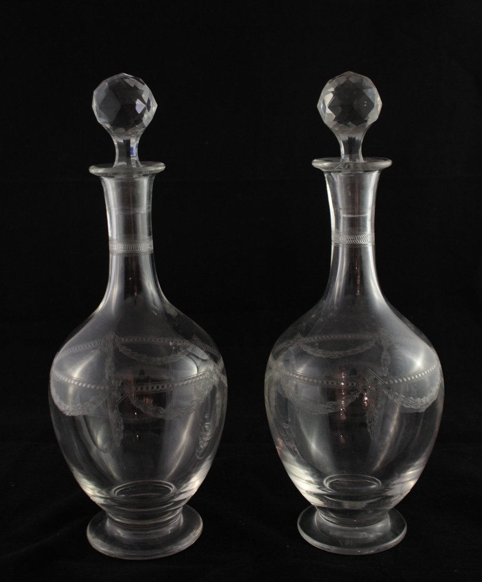 4 carafes en cristal gravé St Louis, fin 19ème, début 20ème siècle-photo-6