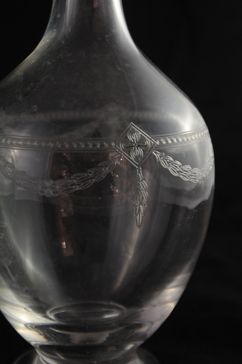 4 carafes en cristal gravé St Louis, fin 19ème, début 20ème siècle-photo-7