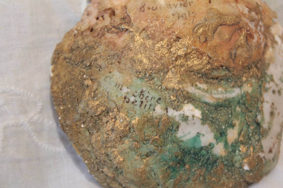 Coquillage peint 'Vénus et putto' daté 1917-photo-1