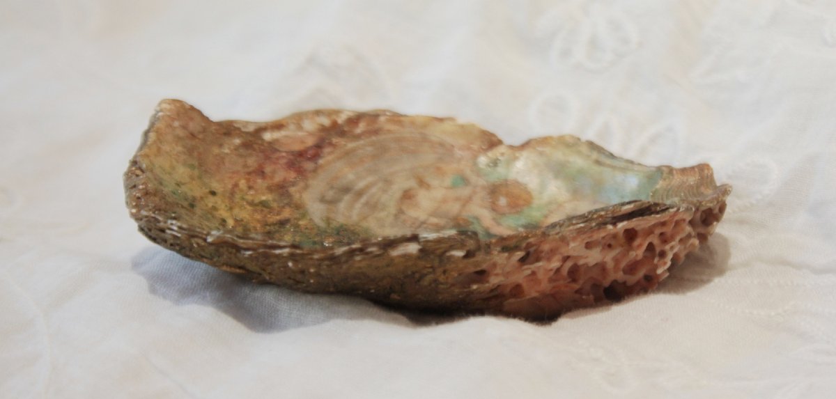 Coquillage peint 'Vénus et putto' daté 1917-photo-3