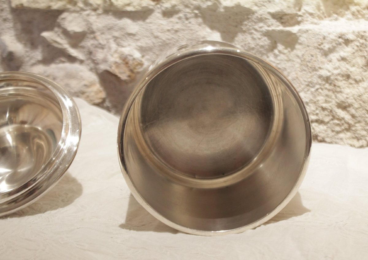 Grand pot couvert en métal argenté, 20ème siècle-photo-3