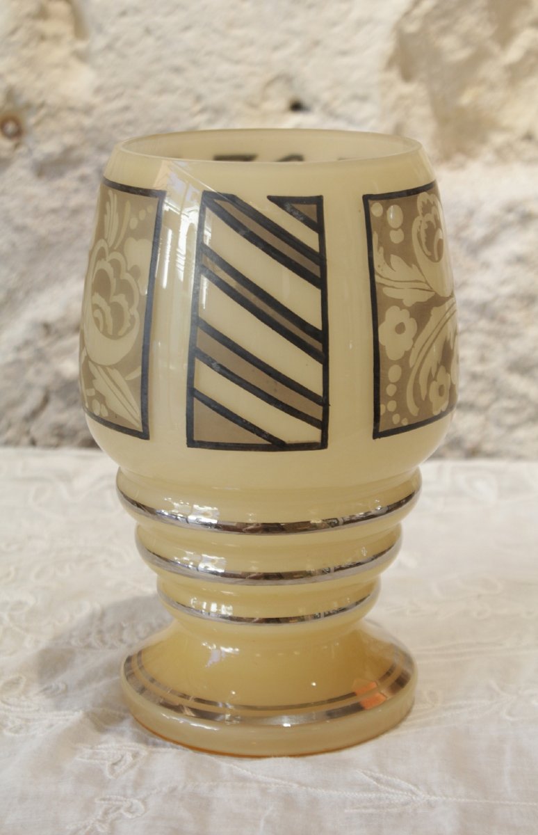 Vase en verre signé d'Argyl, vers 1930, Art Déco-photo-4