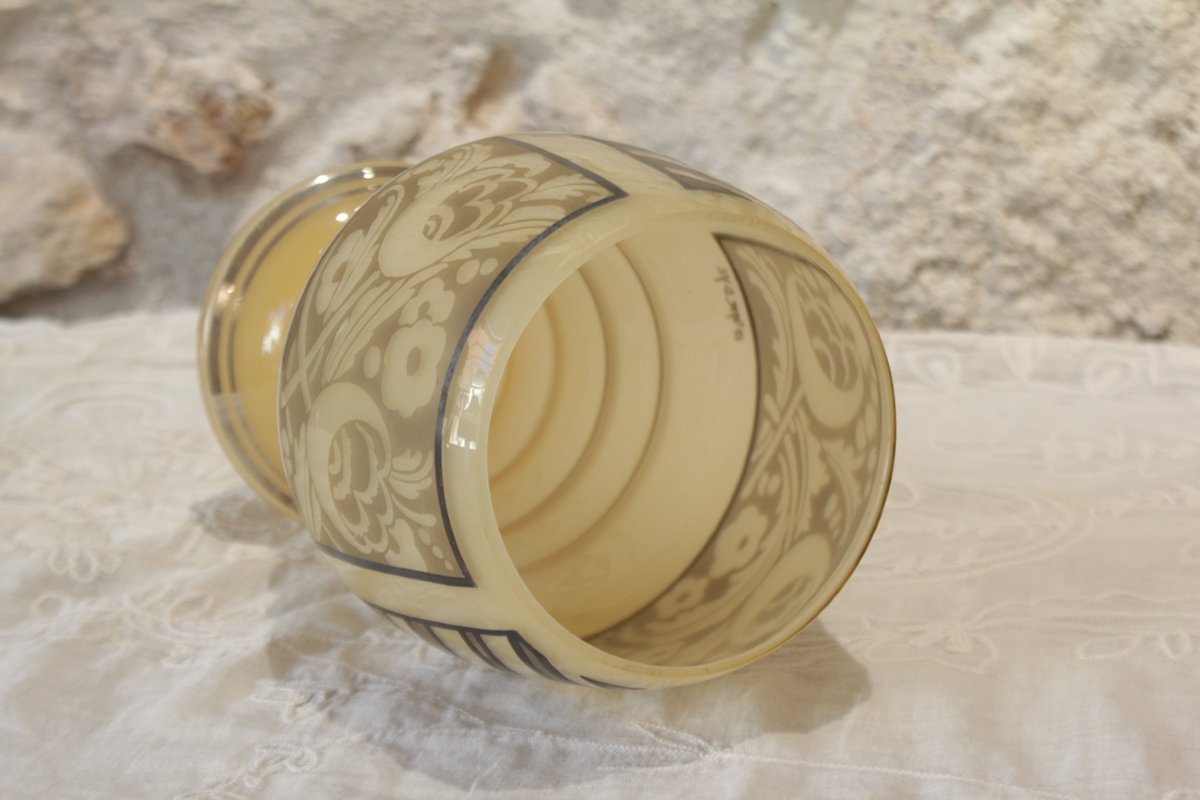 Vase en verre signé d'Argyl, vers 1930, Art Déco-photo-1