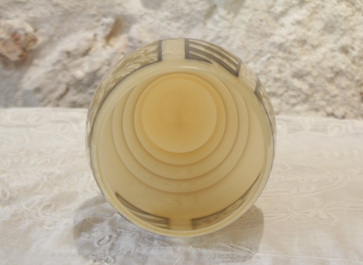 Vase en verre signé d'Argyl, vers 1930, Art Déco-photo-2