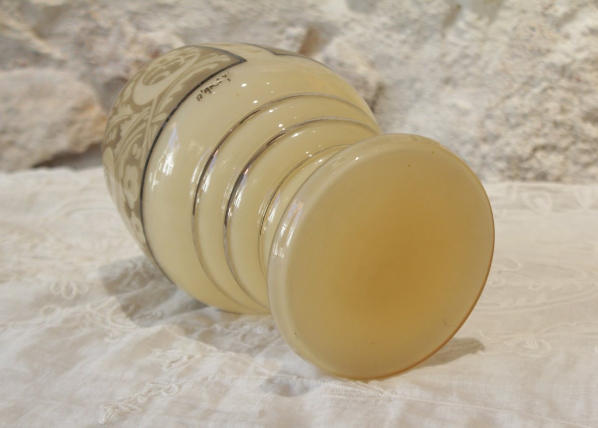 Vase en verre signé d'Argyl, vers 1930, Art Déco-photo-3