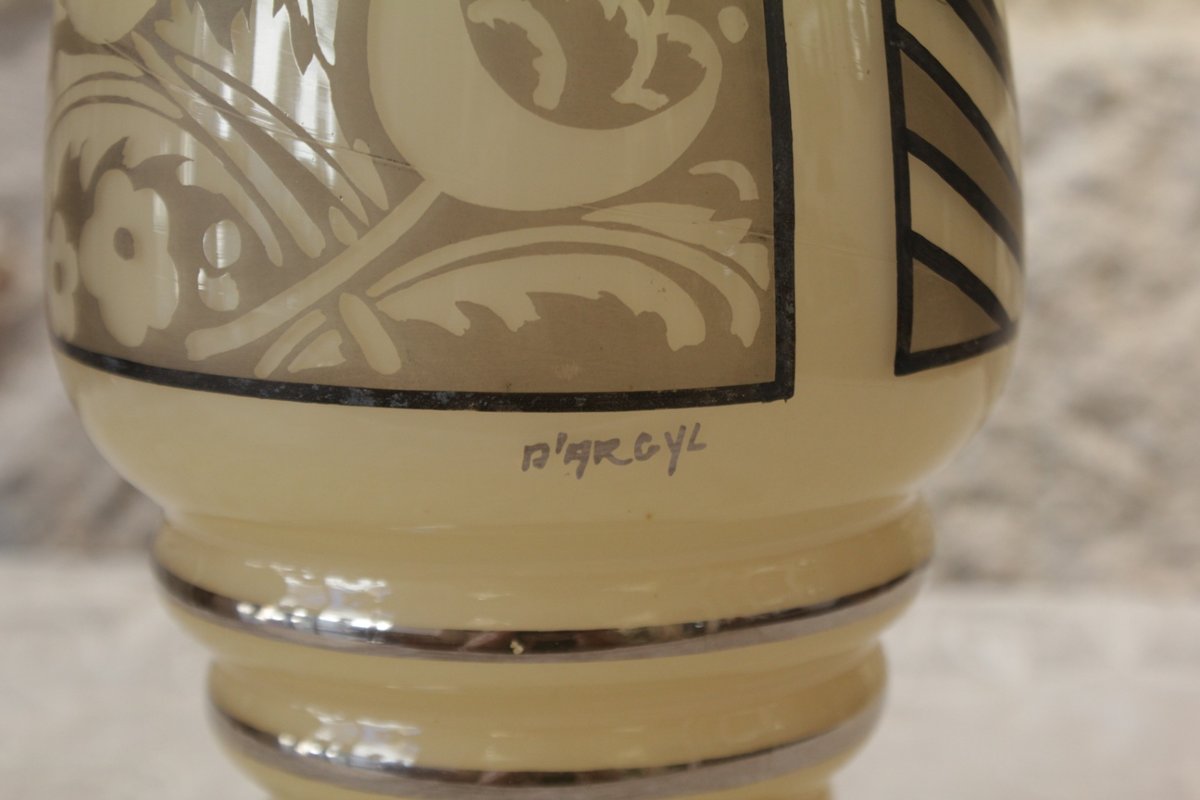 Vase en verre signé d'Argyl, vers 1930, Art Déco-photo-4