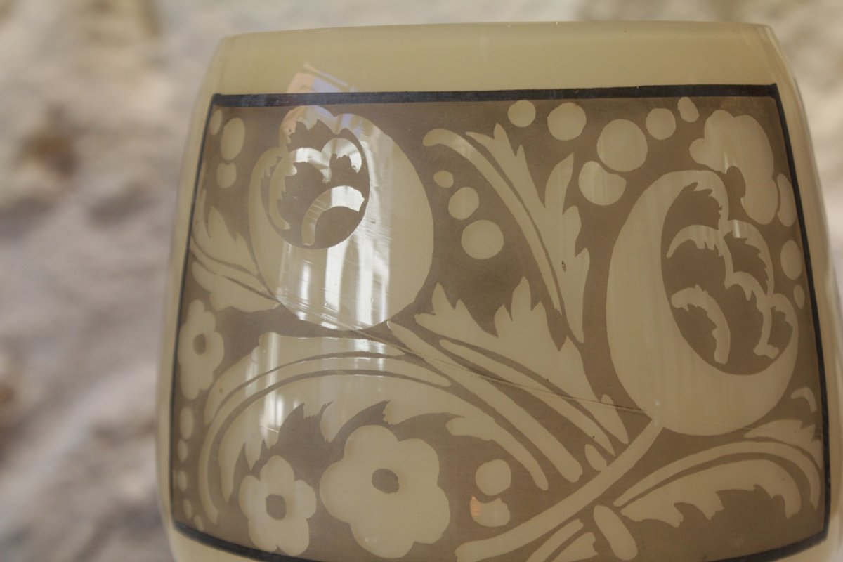 Vase en verre signé d'Argyl, vers 1930, Art Déco-photo-6